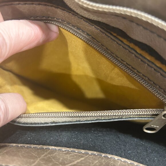 Vintage Cornell Creations Leather Handbag Light Brown Structured Architectural - Picture 11 of 13